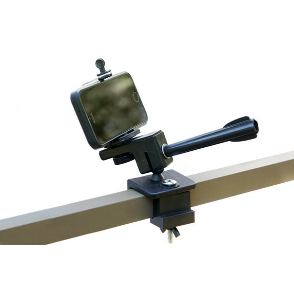 High Point Products Tree Stand Camera Mount for Hunting, Archery; For Smartphone, iPhone, Nexus, Android, Motorola, Standard Camera; Clamps onto any ¾ inch or 1 inch square tubing, no tools required