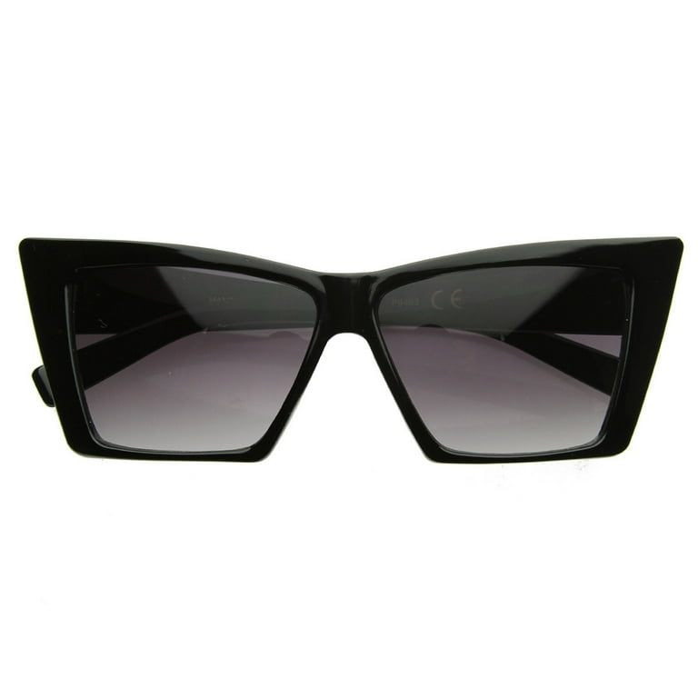 Bold Color Trim Flat Top Futuristic Semi Rimless Cat Eye Shield