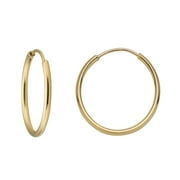 MAZZERI High Polish 14k Gold 1mm Endless Closure Hoop Earrings (25mm)