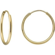 MAZZERI High Polish 14k Gold 1mm Endless Closure Hoop Earrings (18mm)
