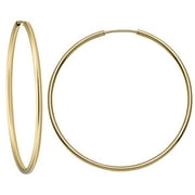 MAZZERI High Polish 14k Gold 1mm Endless Closure Hoop Earrings (30mm)