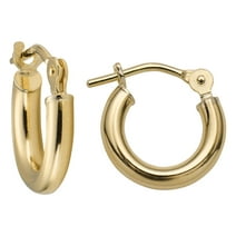 High Polish 14k Gold 2mm Click-Top Closure Hoop Earrings (10mm)