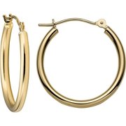 MAZZERI High Polish 14k Gold 2mm Click-Top Closure Hoop Earrings (10mm)