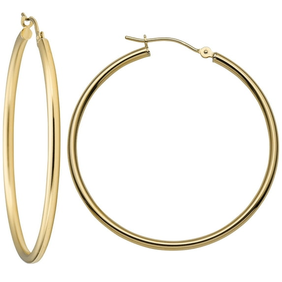 MAZZERI 14k Gold Hoop Earrings For Women and Men - Hypoallergenic, Gold Hoop Earrings 14k Real Gold - Solid 14 Karat Gold Hoop Earrings (40mm)