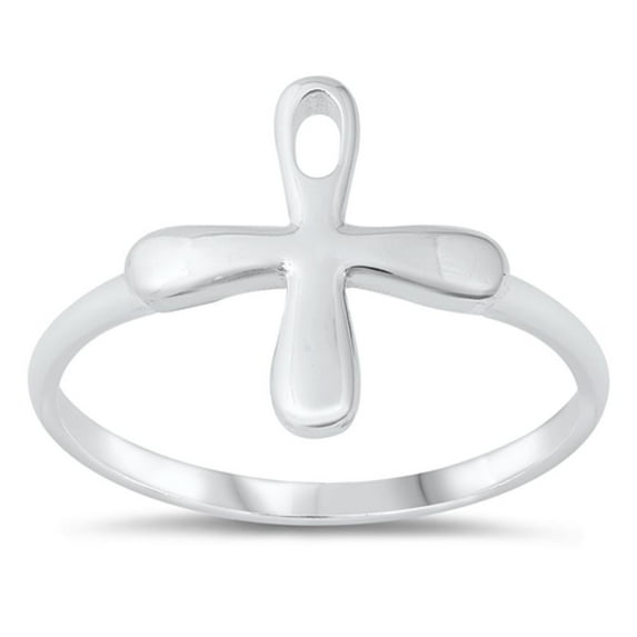High Polish Ankh Cross Ring .925 Sterling Silver Band Jewelry Female Male Unisex Size 4