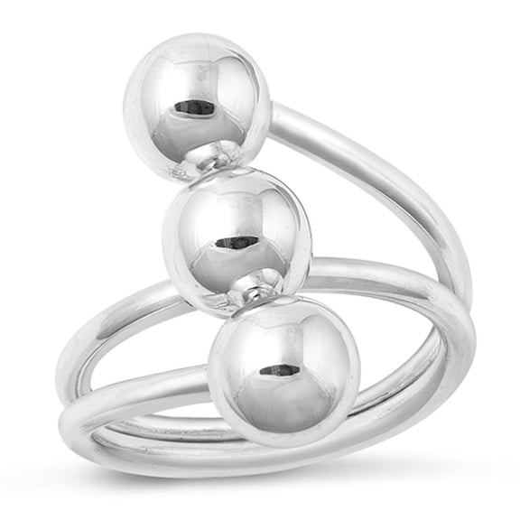 High Polish Ball Cluster Open Ring .925 Sterling Silver Band Jewelry Female Male Unisex Size 10