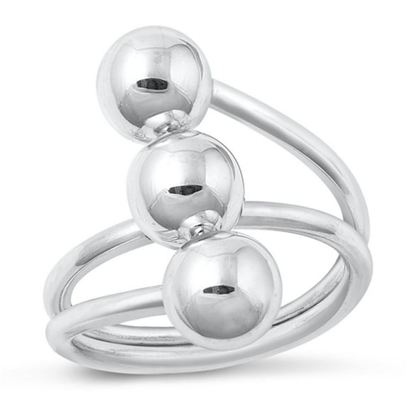 High Polish Ball Cluster Open Ring .925 Sterling Silver Band Jewelry Female Male Unisex Size 7