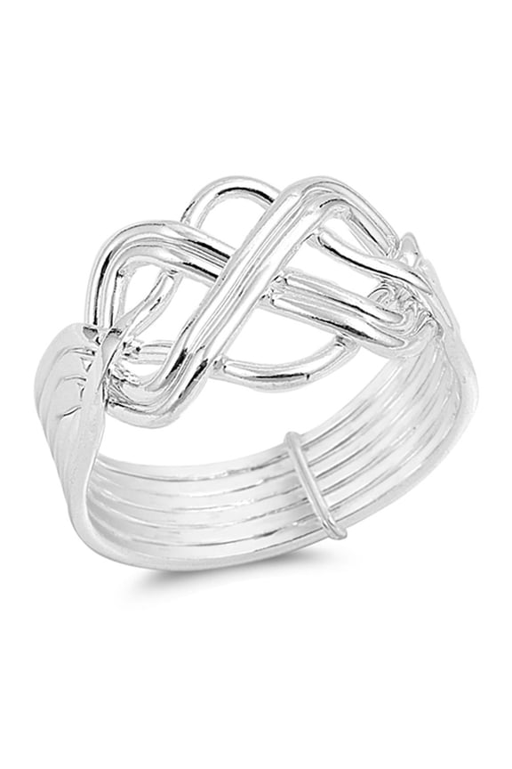 High Polish Bar Knot Puzzle Ring .925 Sterling Silver Band Jewelry Female Male Unisex Size 12