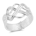 thumbnail image 1 of High Polish Bar Knot Puzzle Ring .925 Sterling Silver Band Jewelry Female Male Unisex Size 6, 1 of 4
