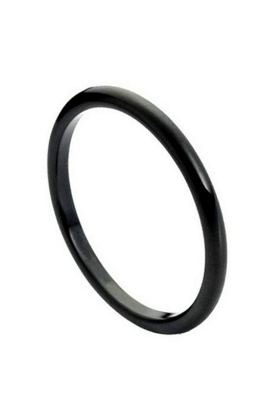 High Polish Black Plated Tungsten Thin Band Wedding Band Ring Size 13