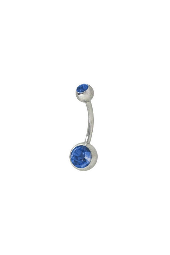 High Polish Blue Double Jewel Belly Button Ring