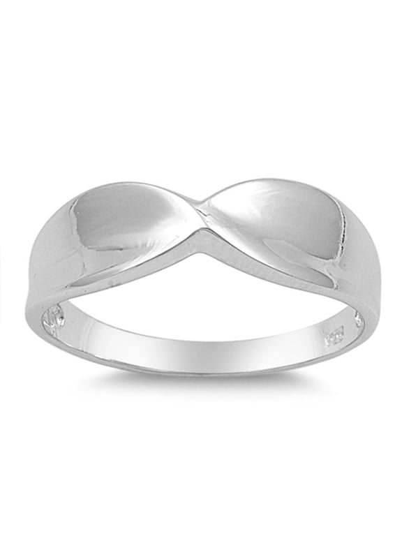 High Polish Bow Twist Plain Ring .925 Sterling Silver Band Jewelry Female Male Unisex Size 11