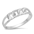thumbnail image 1 of High Polish Cuban Chain Link Pattern Ring .925 Sterling Silver Band Jewelry Female Male Size 4, 1 of 4
