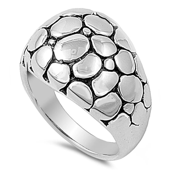 High Polish Domed Nugget Heavy Ring .925 Sterling Silver Band Jewelry Female Male Unisex Size 9