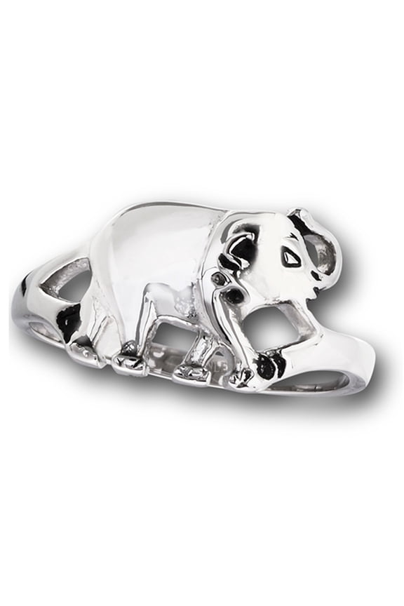High Polish Elephant Large Animal Marching Ring Stainless Steel Band Gray Jewelry Female Male Size 7