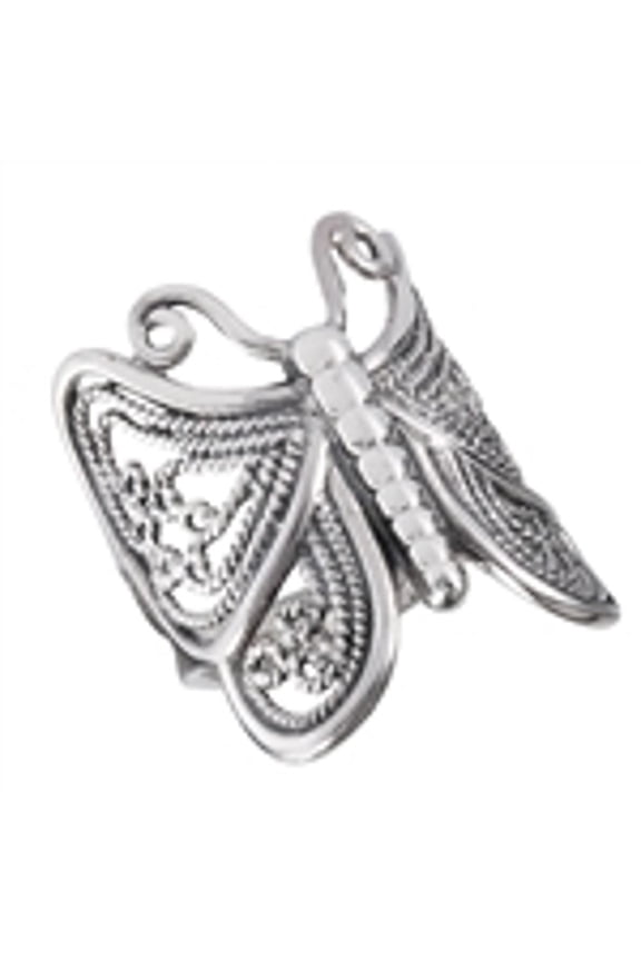High Polish Filigree Butterfly Ring Stainless Steel Animal Wings Band Gray Jewelry Female Size 8