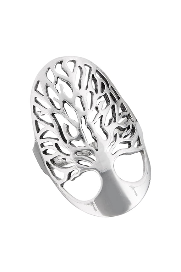 High Polish Filigree Tree of Life Wide Ring .925 Sterling Silver Band Jewelry Female Male Size 10