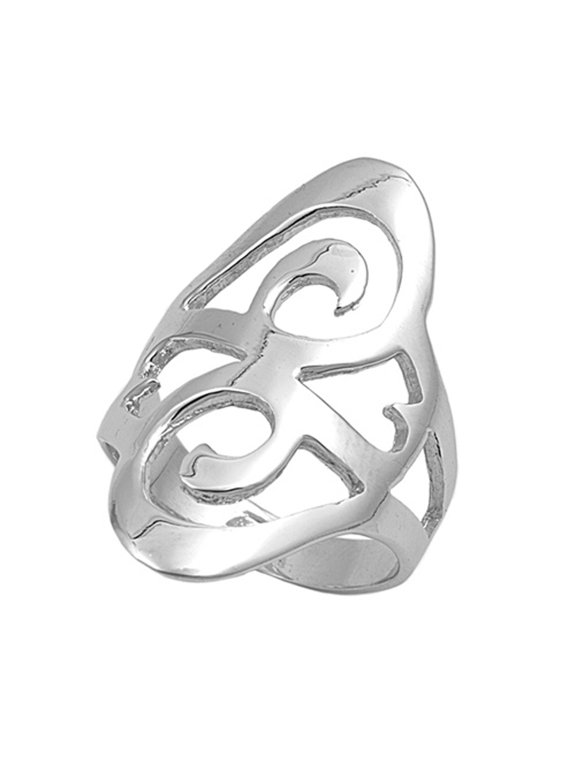 High Polish Filigree Wave Infinity Ring .925 Sterling Silver Band Jewelry Female Male Unisex Size 10