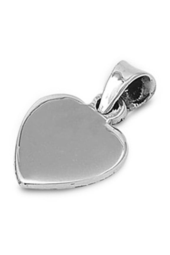 High Polish Flat Promise Heart Pendant .925 Sterling Silver Shiny Charm Jewelry Female Unisex