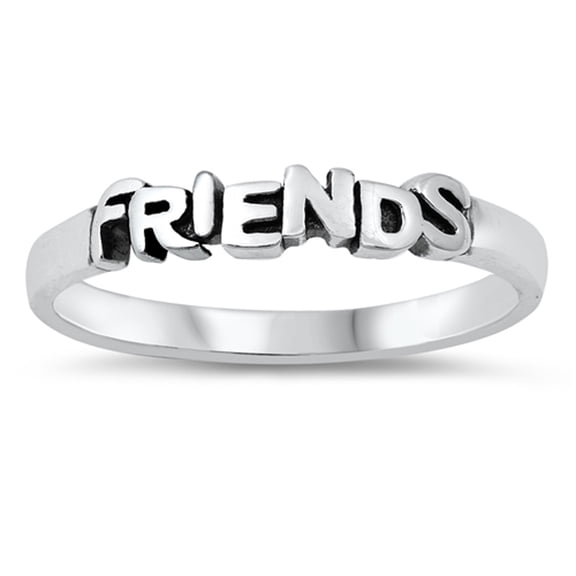 High Polish Friends Script Ring .925 Sterling Silver Band Jewelry Female Male Unisex Size 7