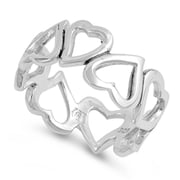 High Polish Heart Eternity Purity Promise Ring Sterling Silver Band 925 Jewelry Female Male Size 6