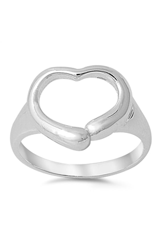 High Polish Heart Promise Purity Ring .925 Sterling Silver Band Jewelry Female Male Unisex Size 6