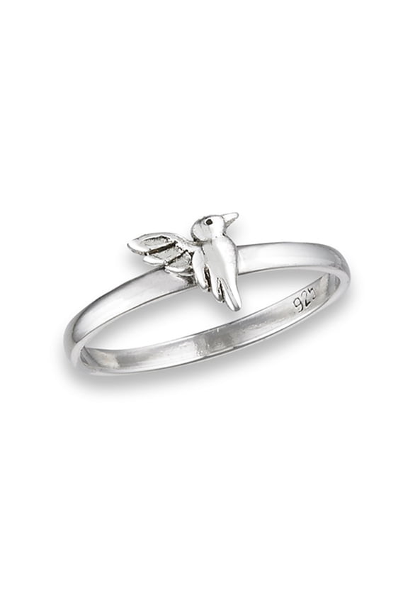 High Polish Hummingbird Bird Ring .925 Sterling Silver Band Jewelry Female Male Unisex Size 5