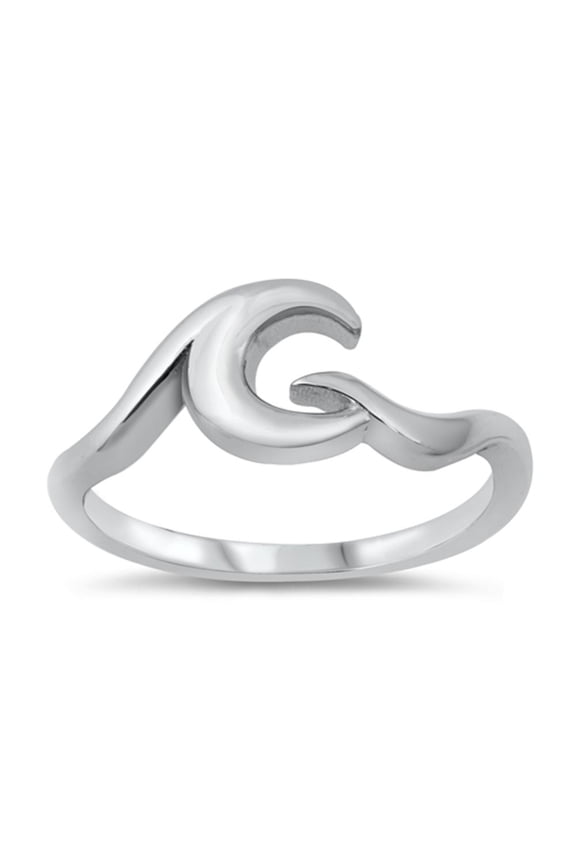 High Polish Ocean Wave Ring .925 Sterling Silver Band Jewelry Female Male Unisex Size 10