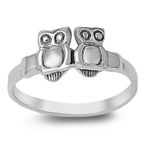 High Polish Owl Wisdom Bird Friendship Ring .925 Sterling Silver Band Jewelry Female Male Size 4