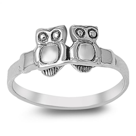 High Polish Owl Wisdom Bird Friendship Ring .925 Sterling Silver Band Jewelry Female Male Size 5