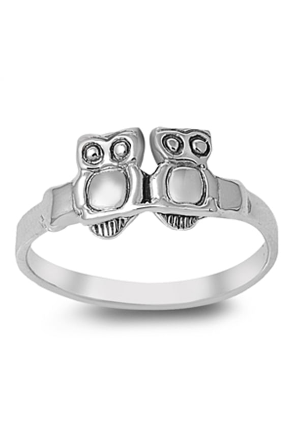 High Polish Owl Wisdom Bird Friendship Ring .925 Sterling Silver Band Jewelry Female Male Size 9