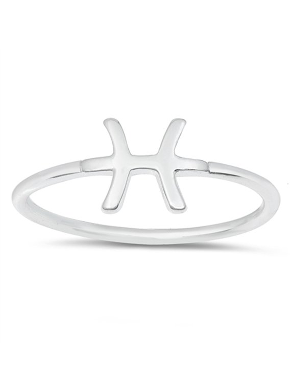 High Polish Pisces Zodiac Ring .925 Sterling Silver Band Jewelry Female Male Unisex Size 5