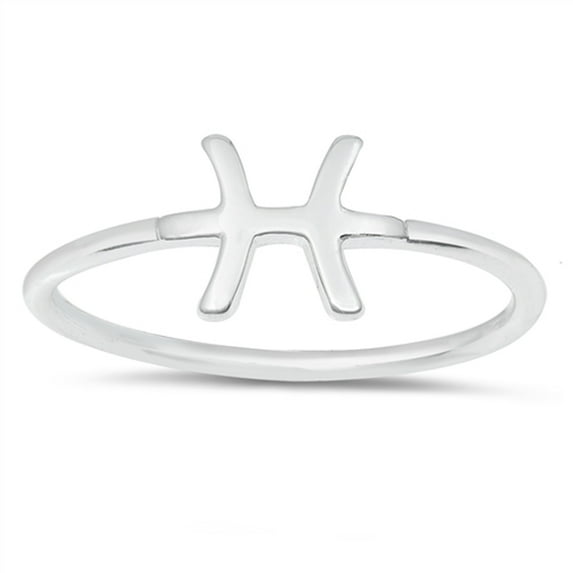 High Polish Pisces Zodiac Ring .925 Sterling Silver Band Jewelry Female Male Unisex Size 6
