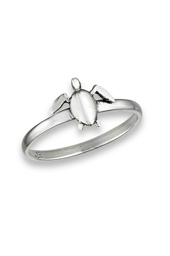 High Polish Sea Turtle Ring .925 Sterling Silver Tortoise Band Jewelry Female Male Unisex Size 3