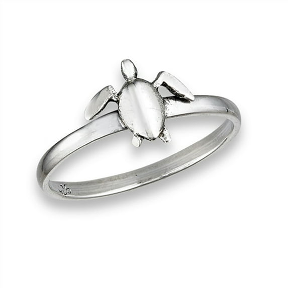 High Polish Sea Turtle Ring .925 Sterling Silver Tortoise Band Jewelry Female Male Unisex Size 5