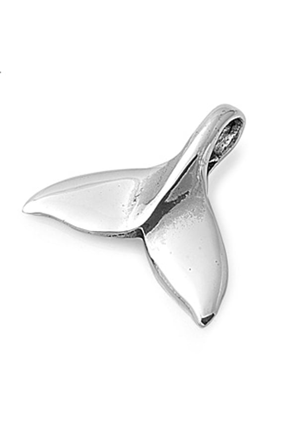 High Polish Shiny Whale Tail Pendant .925 Sterling Silver Siren Ocean Charm Jewelry Female Unisex
