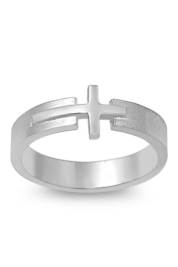 High Polish Sideways Cross Purity Ring .925 Sterling Silver Band Jewelry Female Male Unisex Size 8