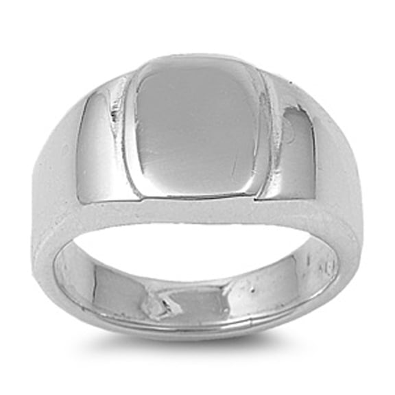 High Polish Simplate Engravable Ring .925 Sterling Silver Signet Band Jewelry Female Male Size 6