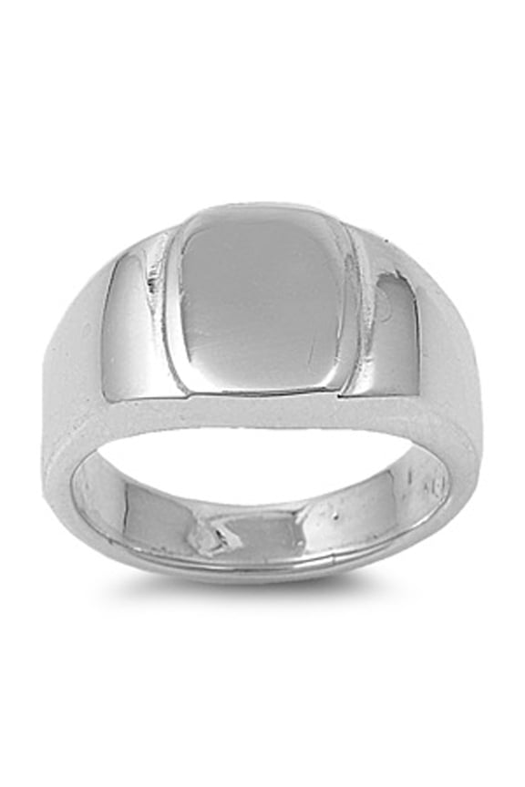 High Polish Simplate Engravable Ring .925 Sterling Silver Signet Band Jewelry Female Male Size 6