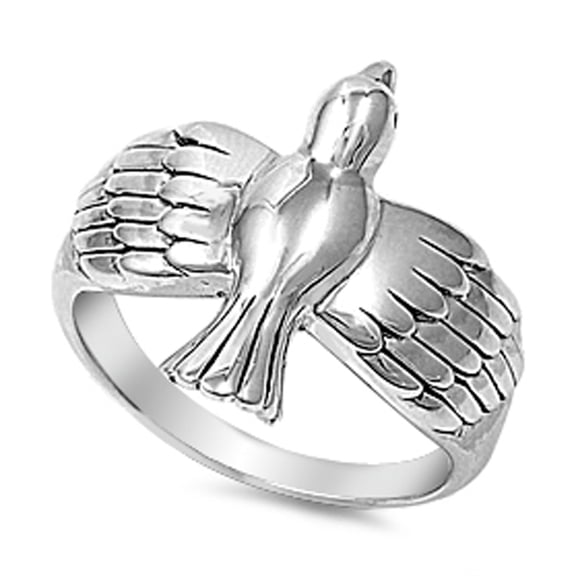 High Polish Sparrow Bird Animal Ring .925 Sterling Silver Band Jewelry Female Male Unisex Size 6