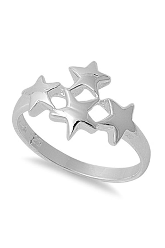 High Polish Star Cross Galaxy Ring .925 Sterling Silver Band Jewelry Female Male Unisex Size 11