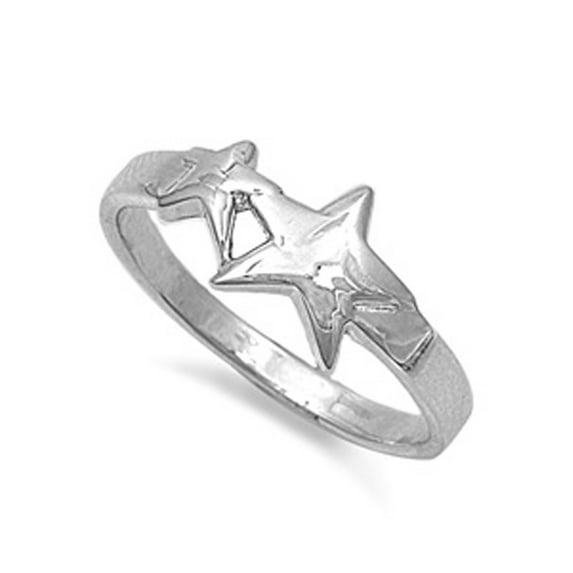 High Polish Star Friendship Ring .925 Sterling Silver Band Jewelry Female Male Unisex Size 9