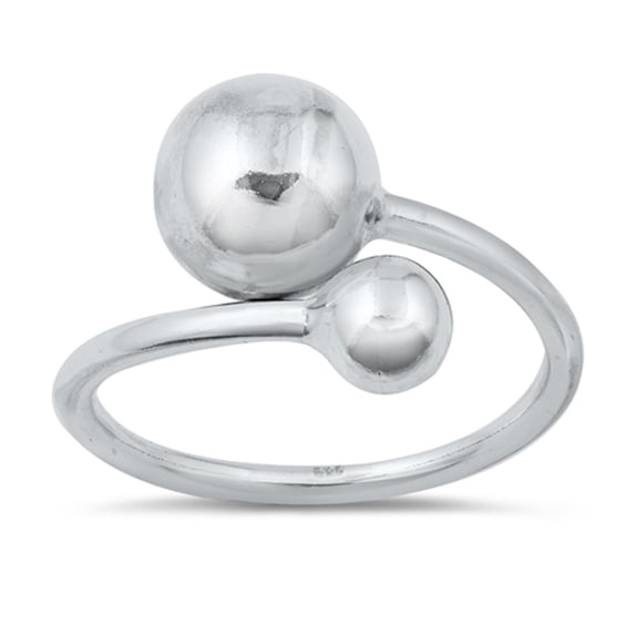 High Polish Sterling Silver Different Sized Bead Ring Size 10