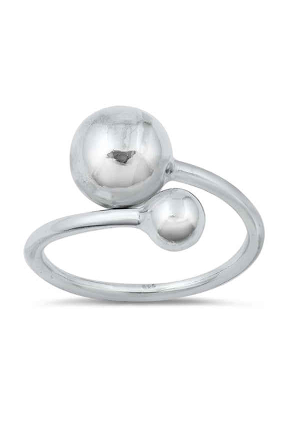 High Polish Sterling Silver Different Sized Bead Ring Size 5