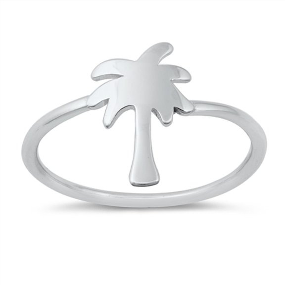 High Polish Sterling Silver Palm Tree Ring Size 5