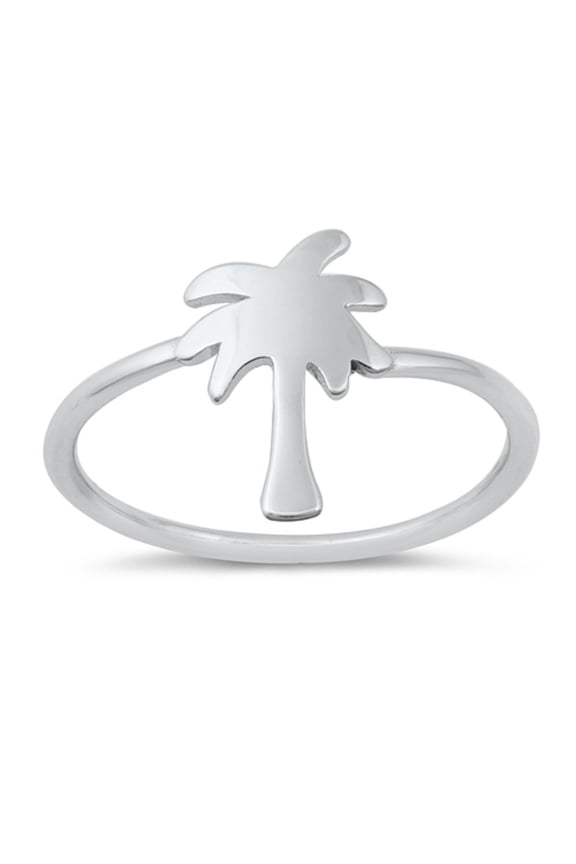 High Polish Sterling Silver Palm Tree Ring Size 5