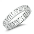 thumbnail image 1 of High Polish Sterling Silver Roman Numeral Band Ring Size 9, 1 of 3