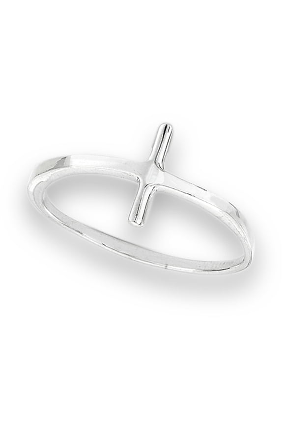 High Polish Thin Sideways Cross Ring .925 Sterling Silver Band Jewelry Female Male Unisex Size 5