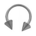 thumbnail image 1 of High Polish Titanium 14G Circular Barbell Horseshoe Ring with 6mm Spike Beads, 1 of 6