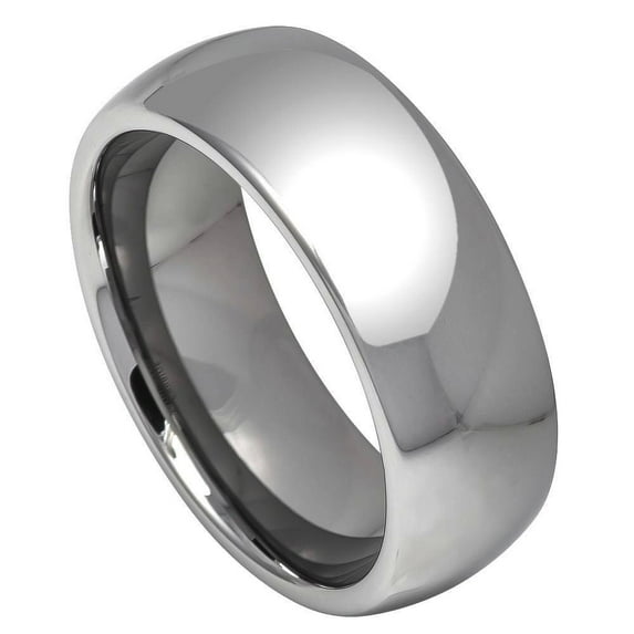 High Polish Tungsten 8MM Classic Domed Wedding Band Ring Size 15